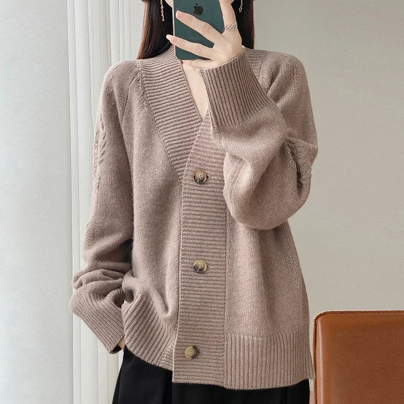 Aurelia | Oversized Wool Knit Open Cardigan