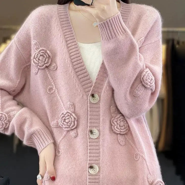 Elora | Wool Knitted Button Cardigan for Women