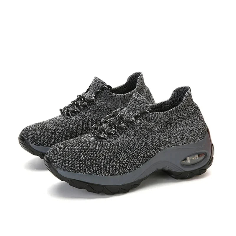 Women Tennis Shoes Breathable Mesh Height-increasing Slip-on Female Sock Footwear Outdoor Women Sneakers Thick Bottom Platforms