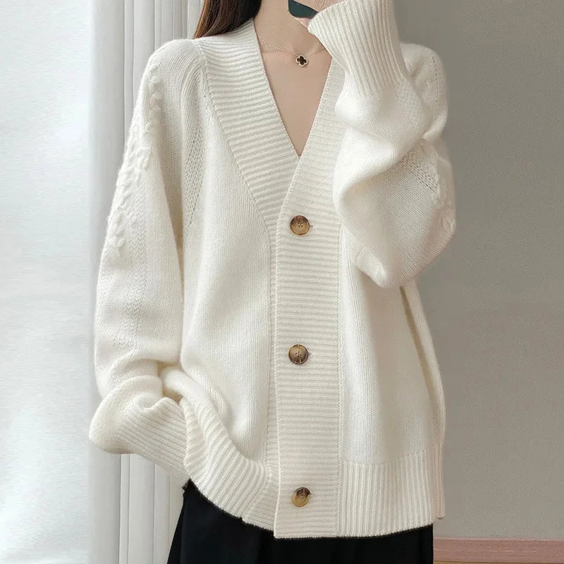 Aurelia | Oversized Wool Knit Open Cardigan