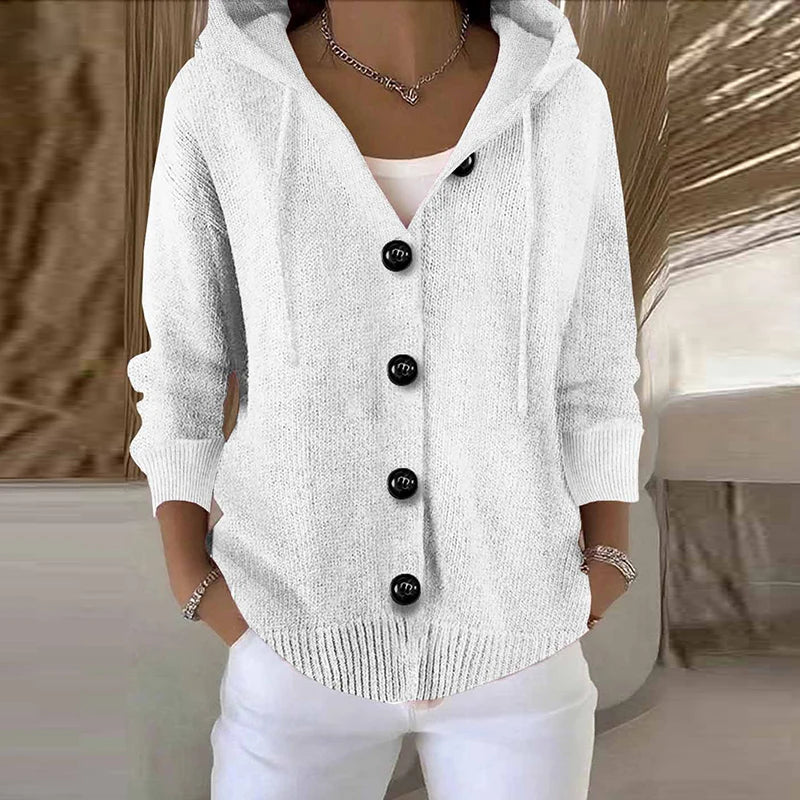 Aurelia | Women’s Hooded Knit Button Sweater