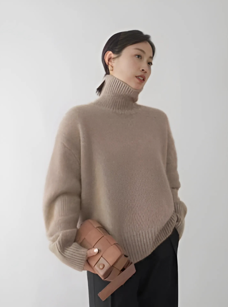 Kayla | High Collar Loose Knitted Sweater