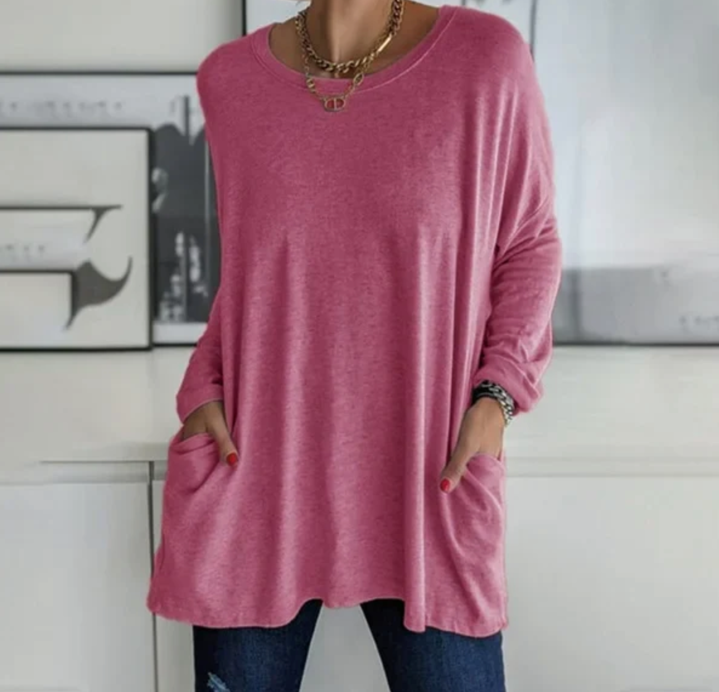 Ava | Oversized Casual Tunic Top with Pockets