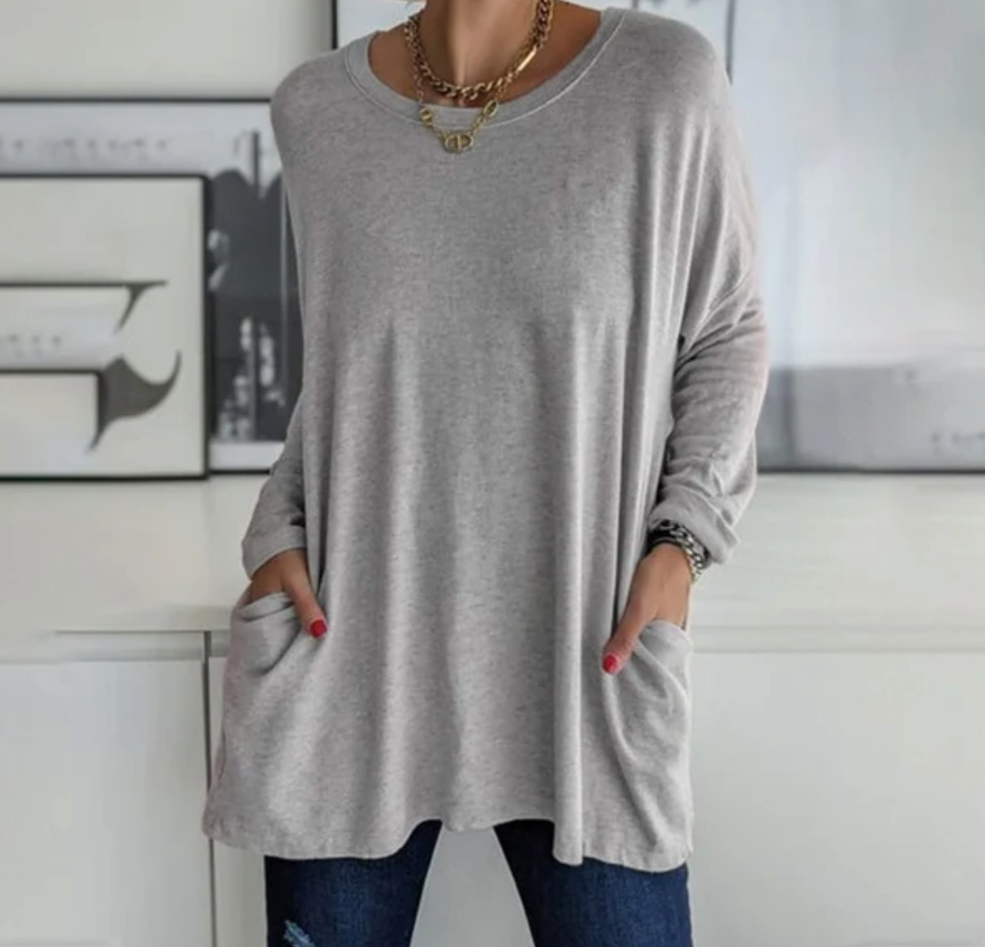 Ava | Oversized Casual Tunic Top with Pockets