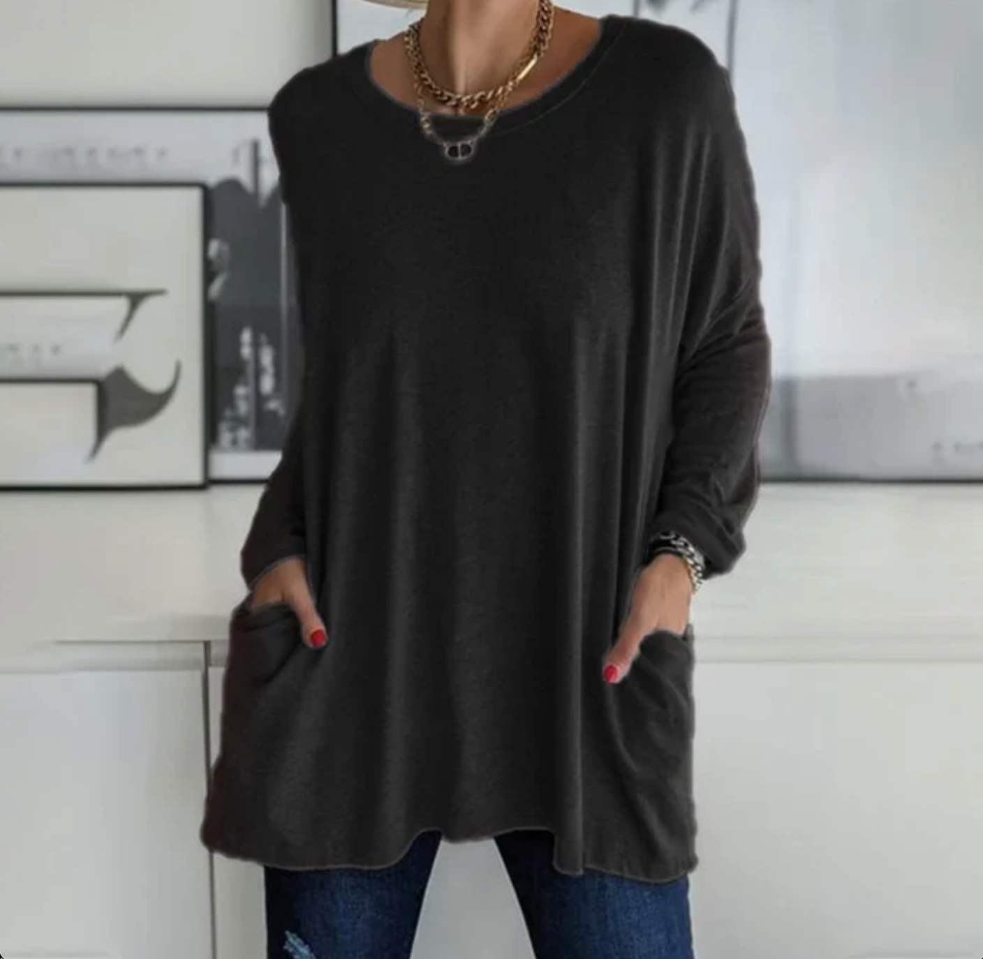 Ava | Oversized Casual Tunic Top with Pockets