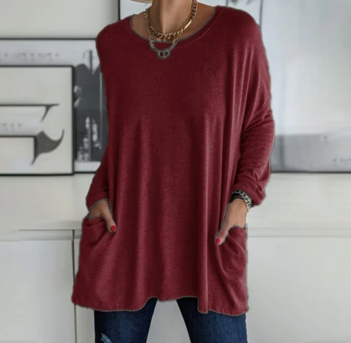 Ava | Oversized Casual Tunic Top with Pockets
