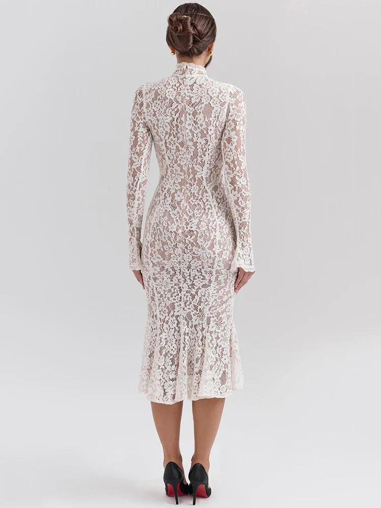 Riley | Lace Bodycon with High Neck and High Waist