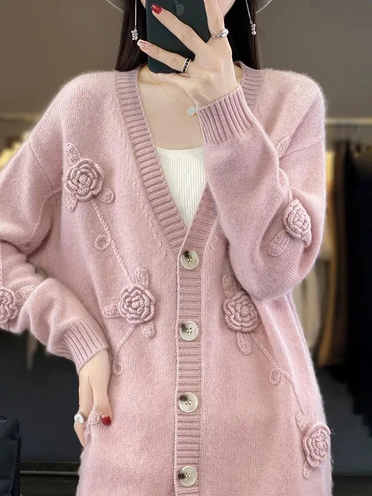 Elora | Wool Knitted Button Cardigan for Women