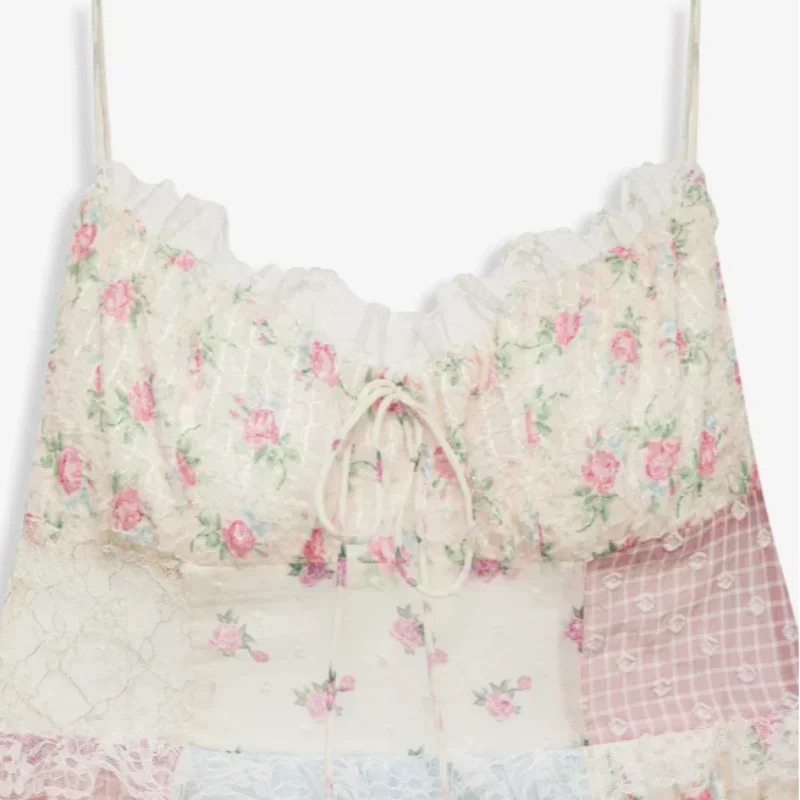 Cyrille | Elegant Strappy Patchwork Maxi Dress