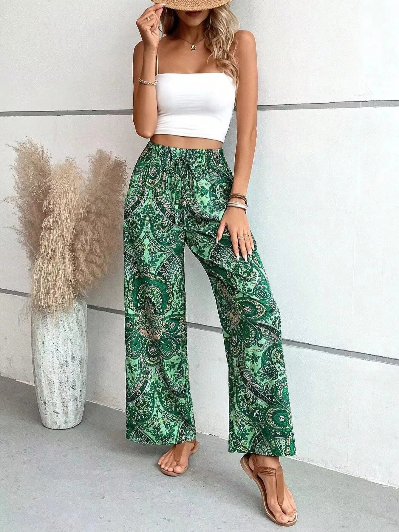 Olivia | Retro Floral Wide-Leg Trousers