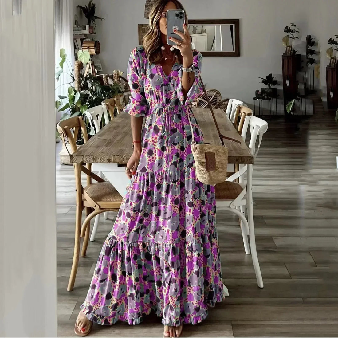 Crizza | Bohemian Floral Tiered Maxi Dress