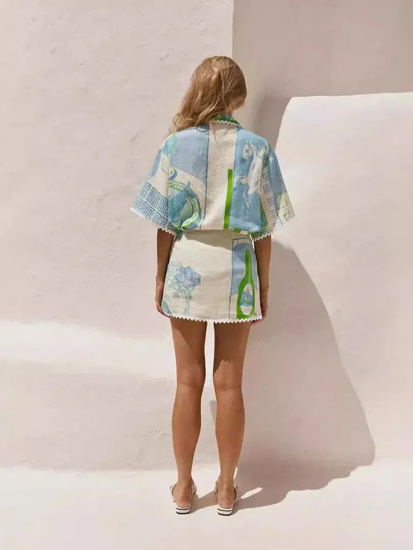 Sophia | Chic Vintage Tops and Mini Skirts Set