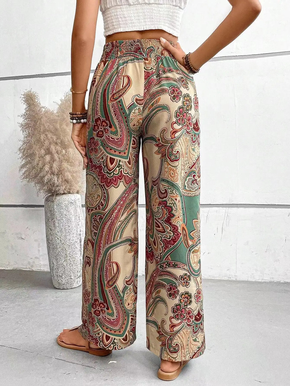 Olivia | Retro Floral Wide-Leg Trousers