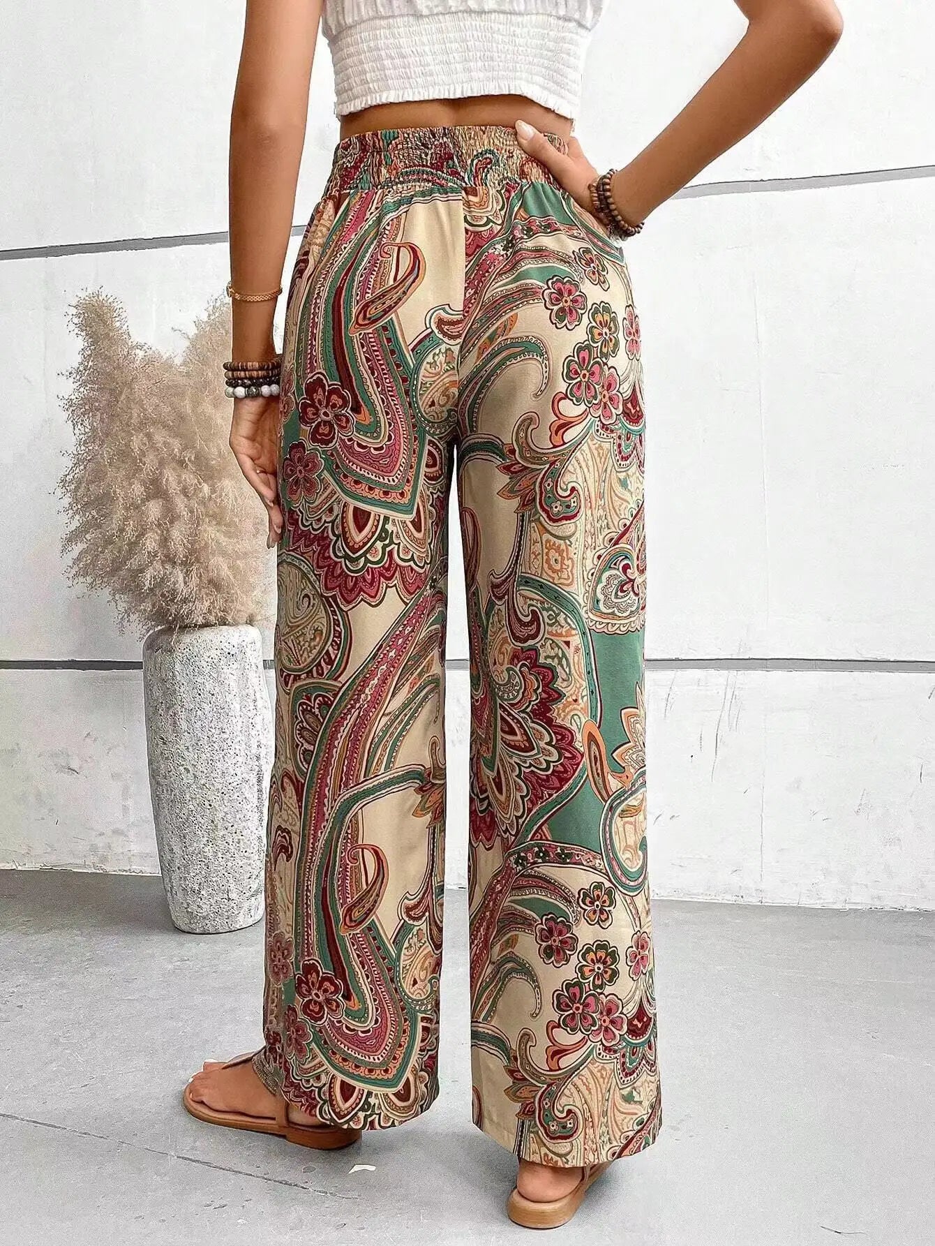 Olivia | Retro Floral Wide-Leg Trousers