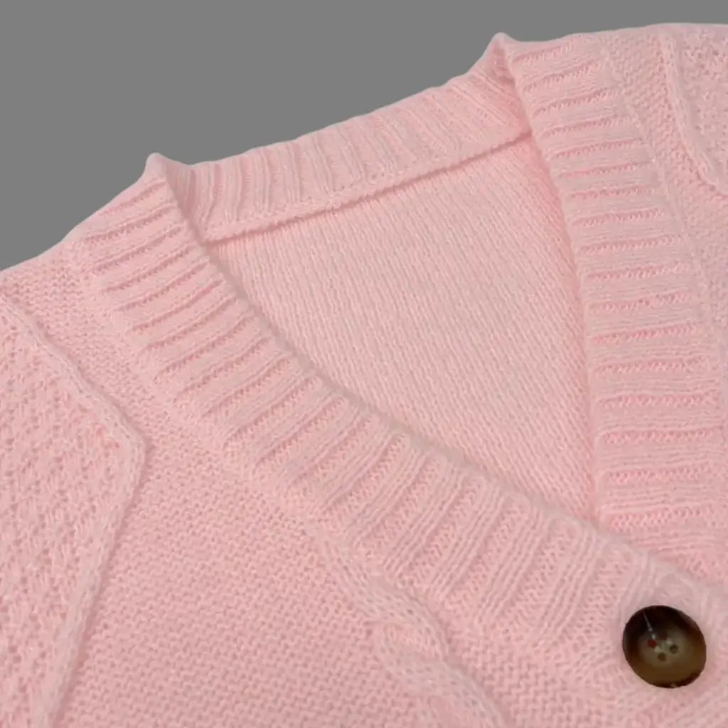 Elora | Elegant Autumn V-Neck Lantern Sleeve Knitted Cardigan