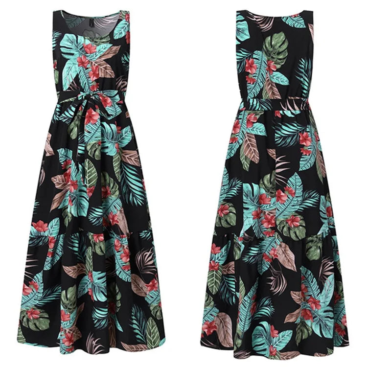 Elora | Floral Maxi Dress with Waist-Defining Tie