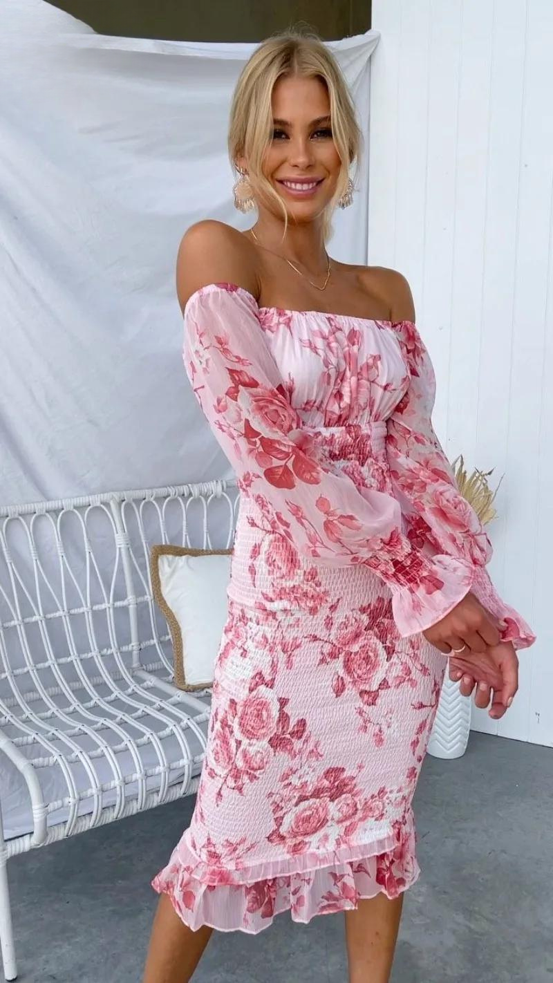 Dahlia | Stunning Off Shoulder Midi Dress