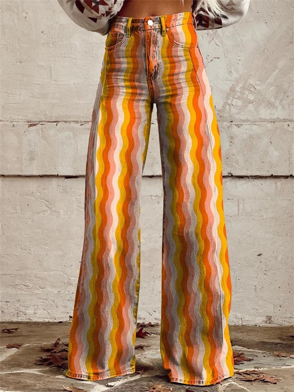 Sophie | Trendy Colorful Striped Wide Leg Trousers