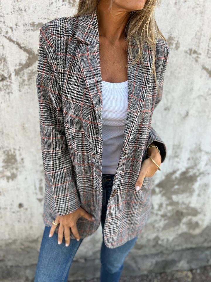 Amelia | Lapel Casual Check Blazer