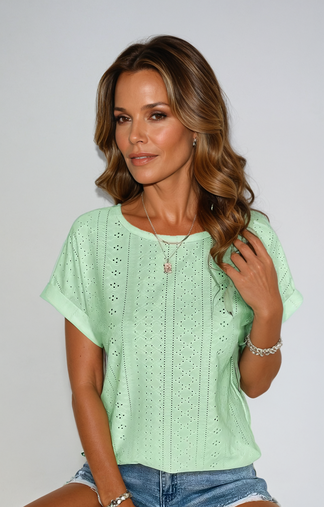 Sarah | Chic Eyelet Blouse