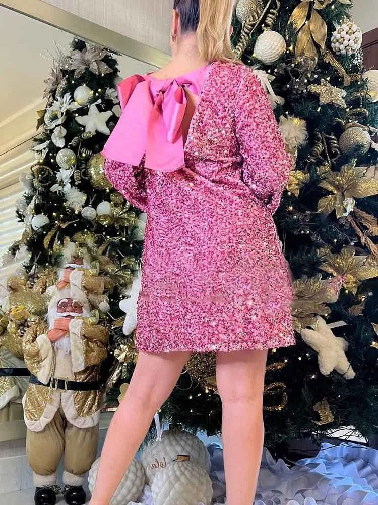 Lila | Chic Sparkle Dress with Bow