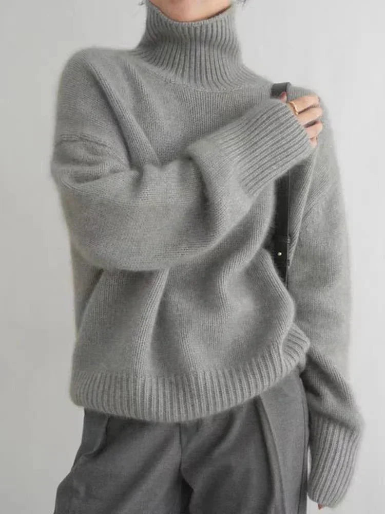 Kayla | High Collar Loose Knitted Sweater