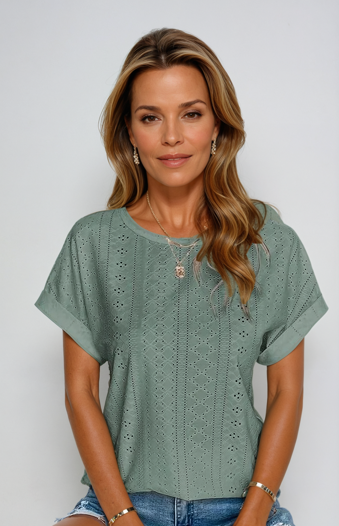 Sarah | Chic Eyelet Blouse