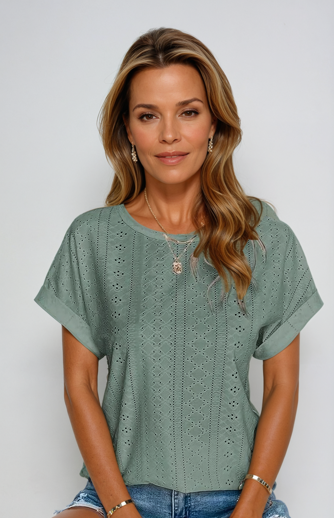 Sarah | Chic Eyelet Blouse