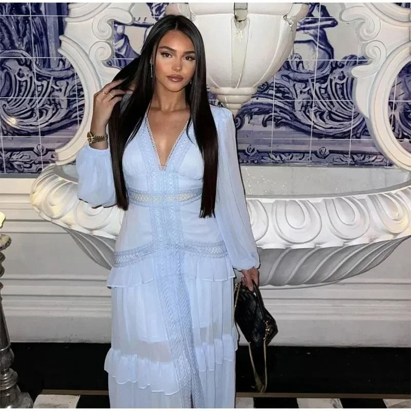 Sophia | Cozy V-neck Long Sleeve Maxi Dress