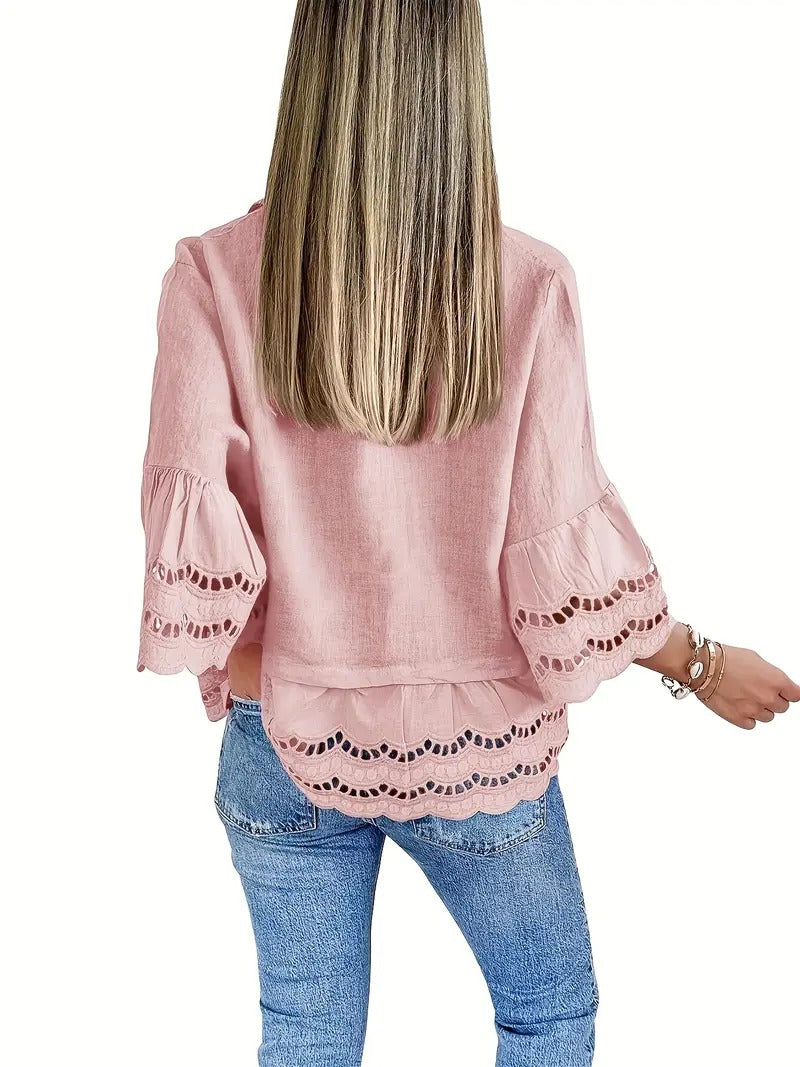 Emily Ruffle Hem Button-Up Blouse | Breezy Summer Style