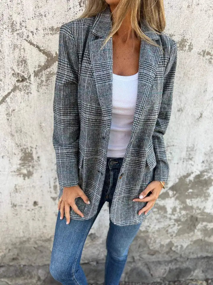 Amelia | Lapel Casual Check Blazer