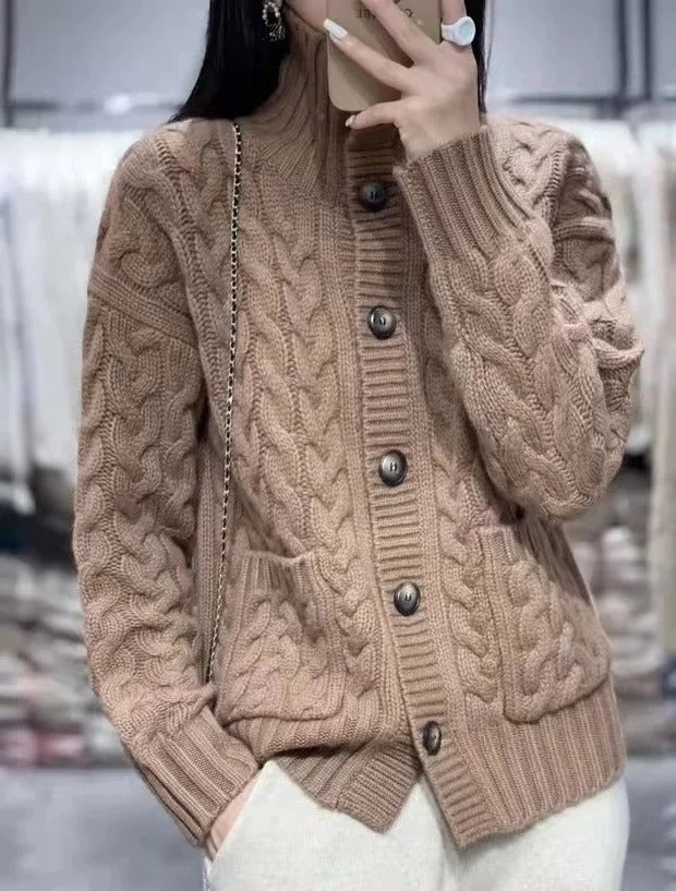 Selena | Luxe Cashmere Turtleneck Cardigan