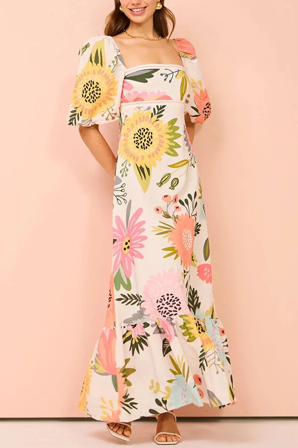 Isabella | Chic Colorful Floral Maxi Dress