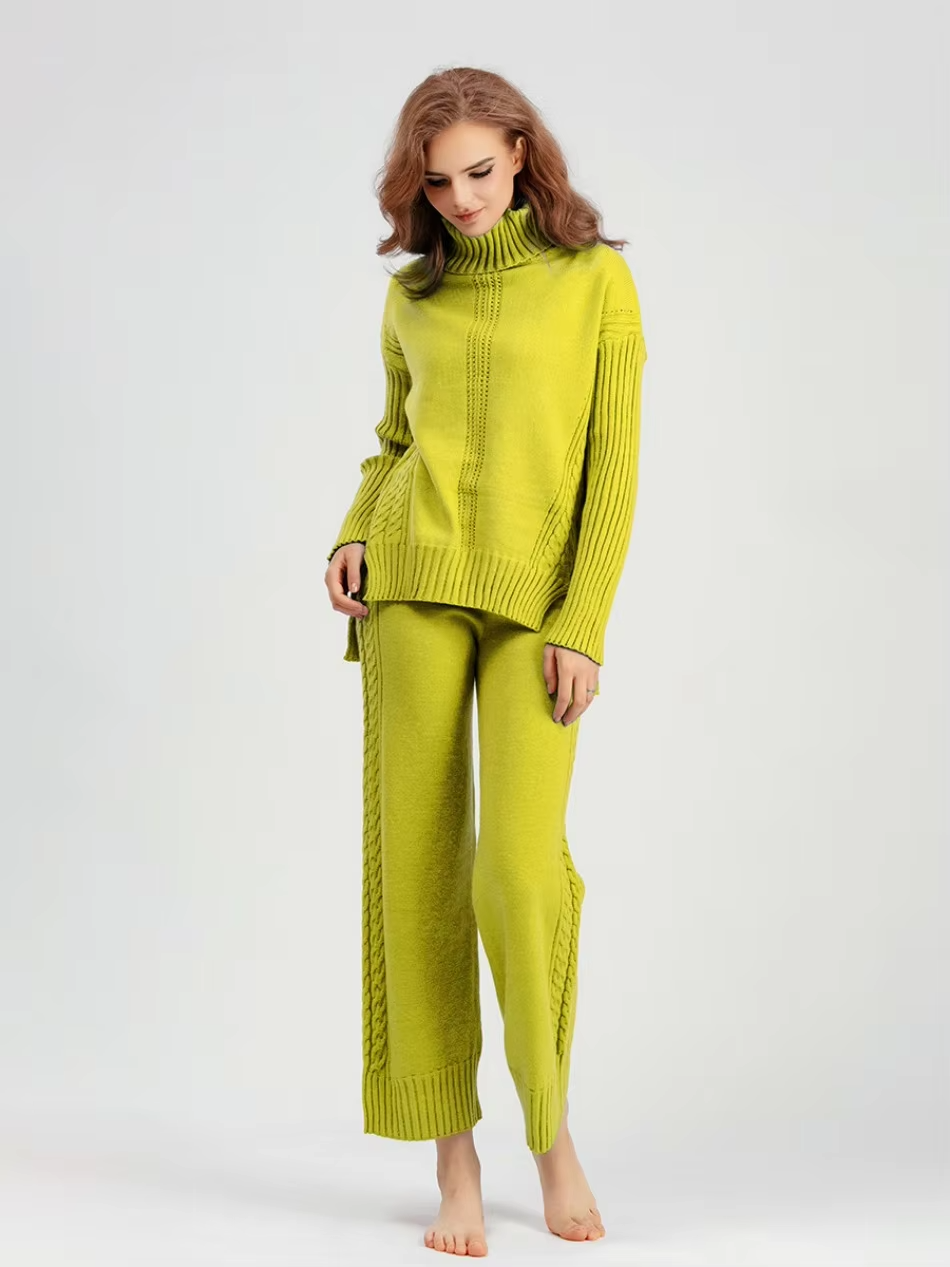 Scarlett | Chic High-Neck Knit Sweater & Loose Pants Set