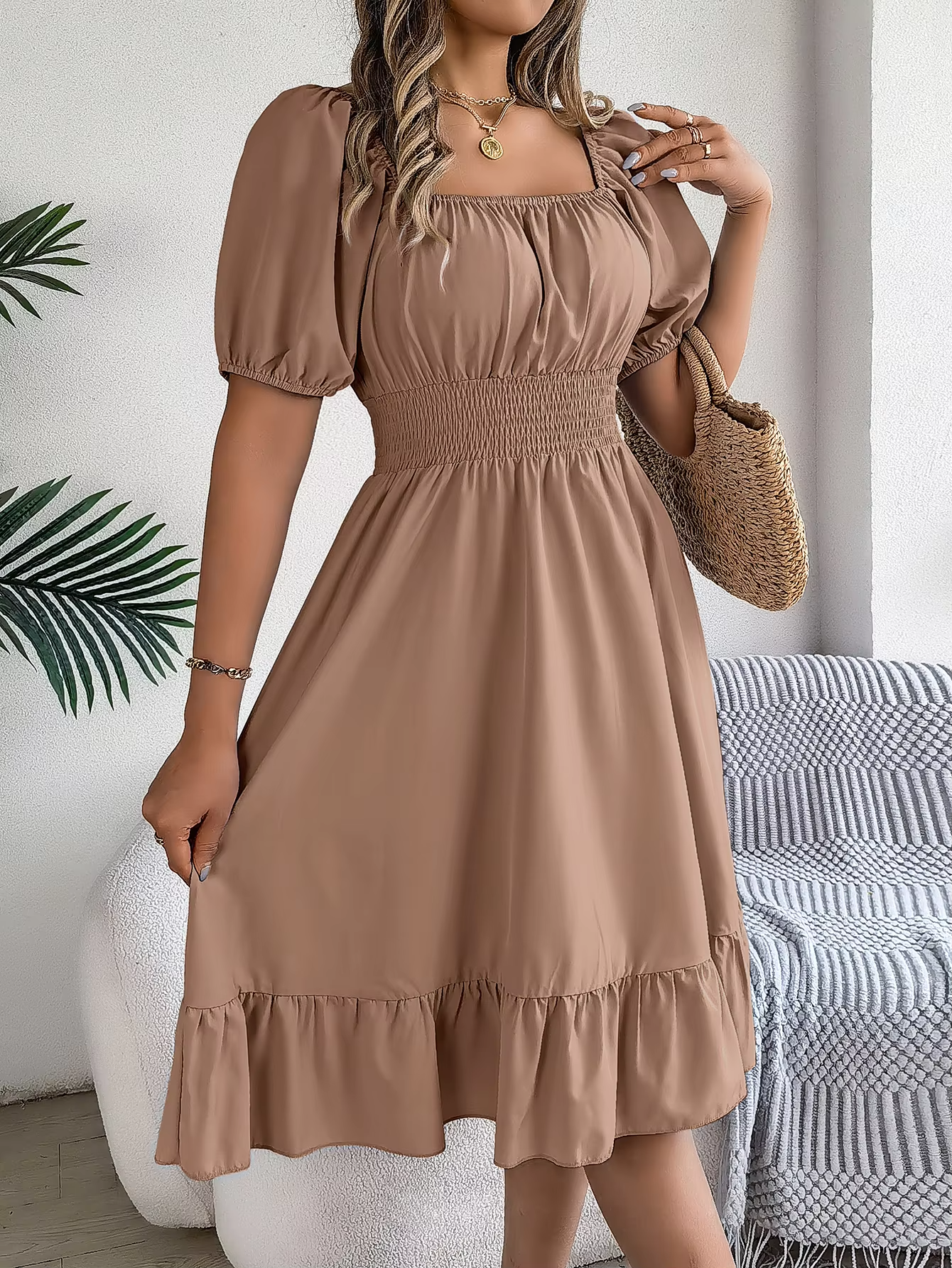 Riley | Chic Short Sleeve V-Neck Linen Dress