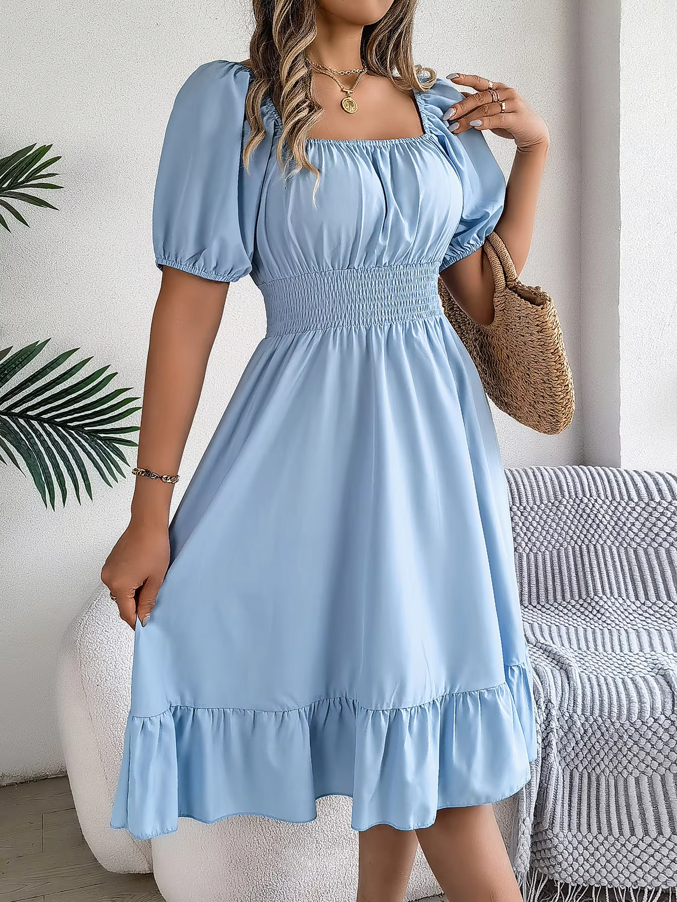 Riley | Chic Short Sleeve V-Neck Linen Dress