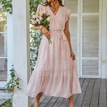 Lily | Stylish Floral Wrap Belt Summer Dress