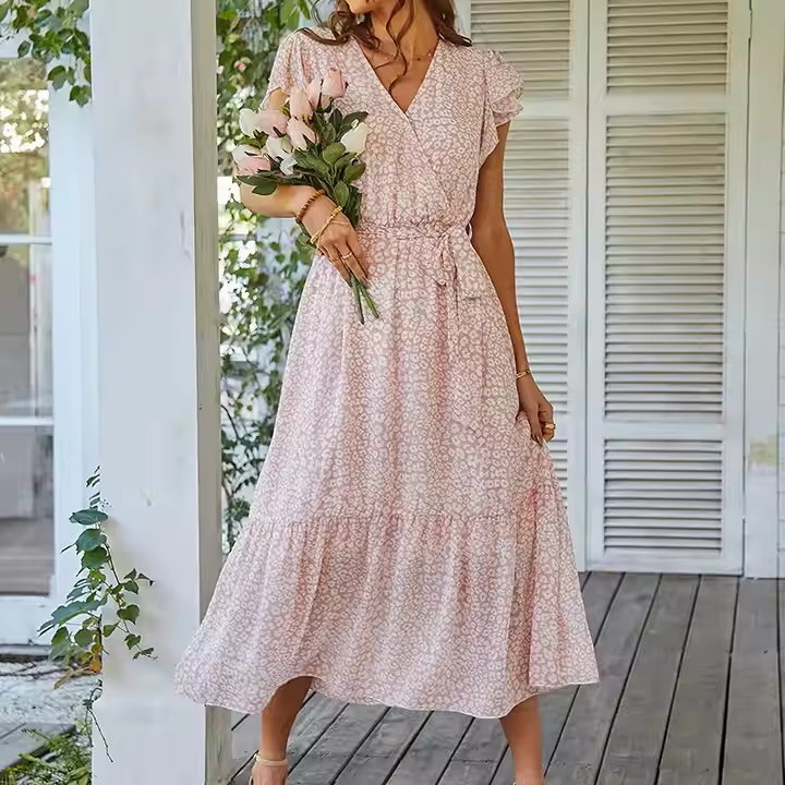 Lily | Stylish Floral Wrap Belt Summer Dress