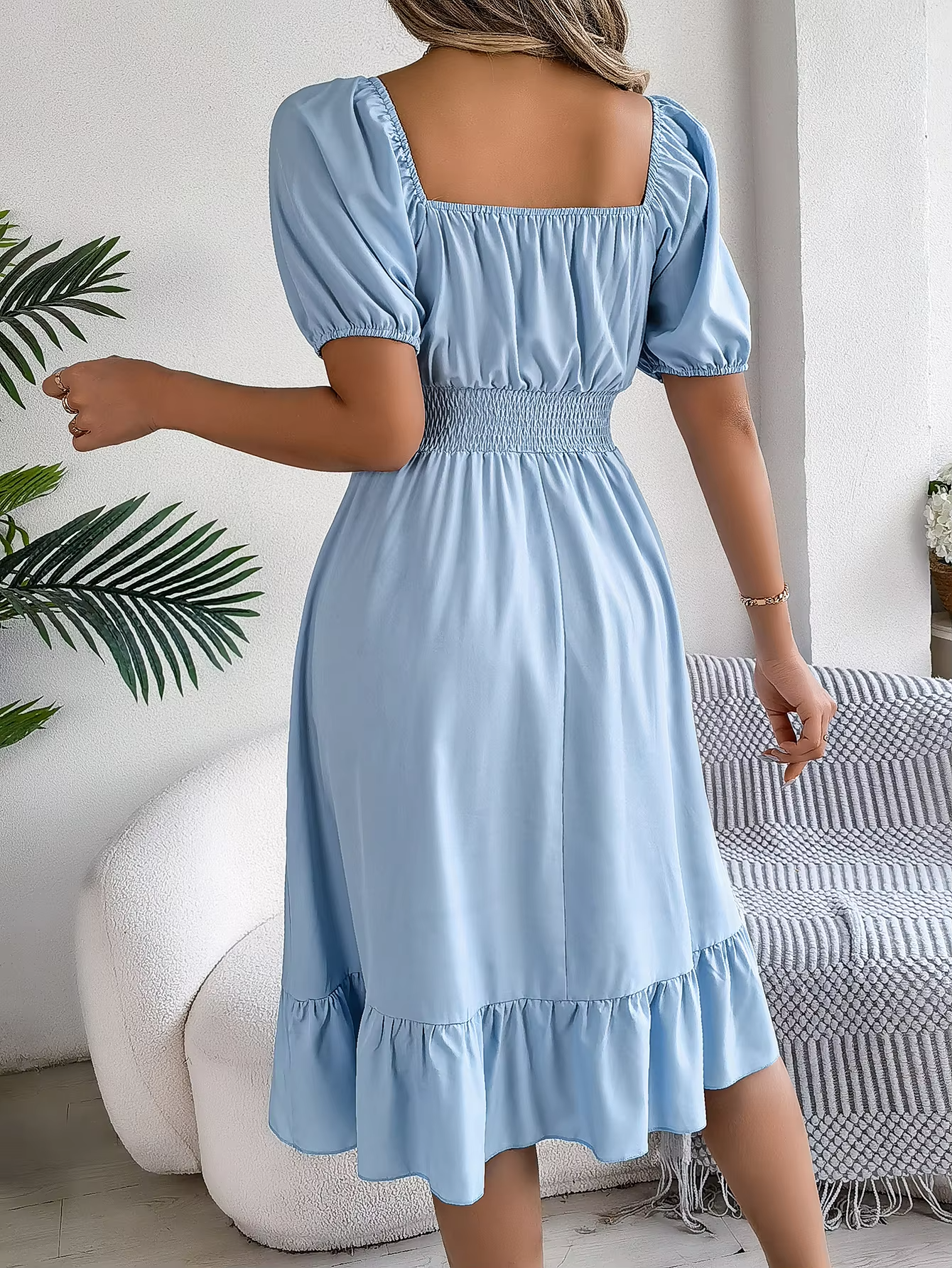 Riley | Chic Short Sleeve V-Neck Linen Dress