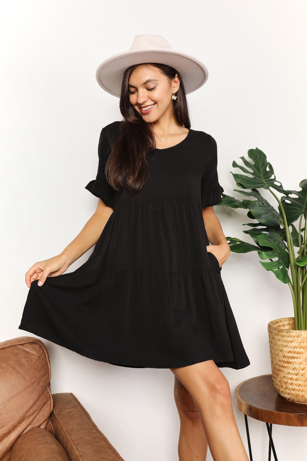 Emily | V-Neck Flounce Sleeve Tiered Dress