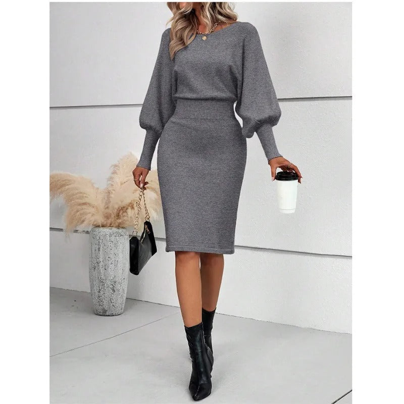 Avery | Chic Long Sleeve Round Neck Dress