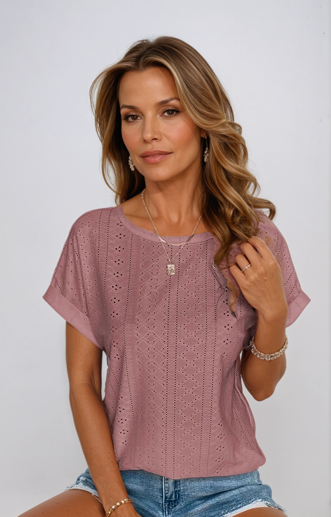 Sarah | Chic Eyelet Blouse