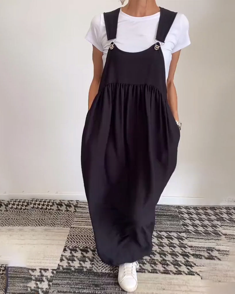 Emily | Chic Solid Color Suspender Dress