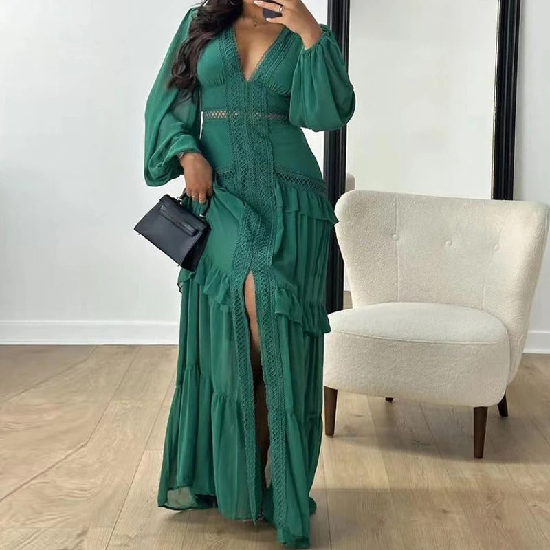 Sophia | Cozy V-neck Long Sleeve Maxi Dress