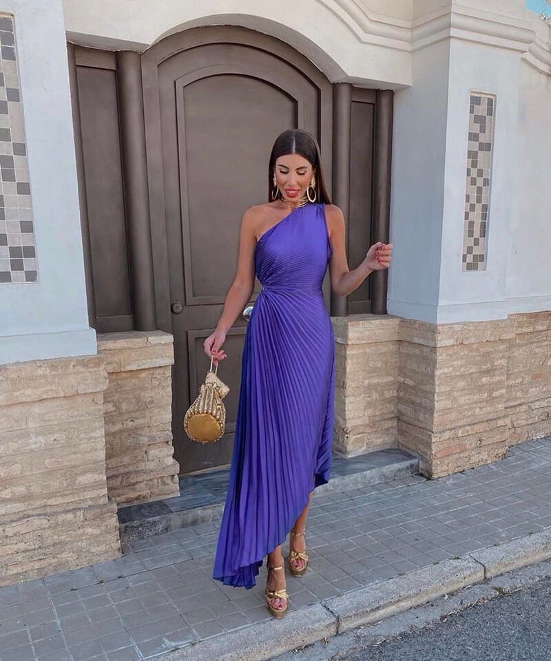 Marjorie | Elegant One Shoulder Midi Dress