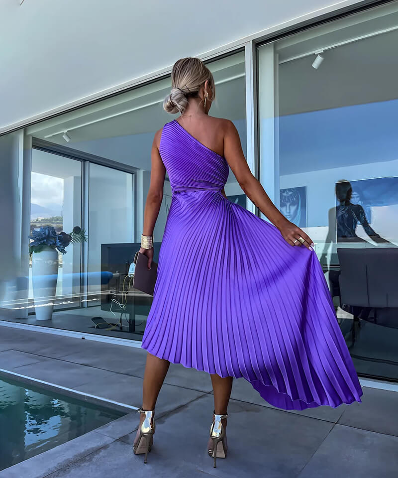 Marjorie | Elegant One Shoulder Midi Dress