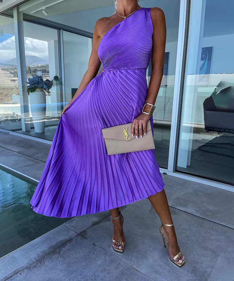 Marjorie | Elegant One Shoulder Midi Dress