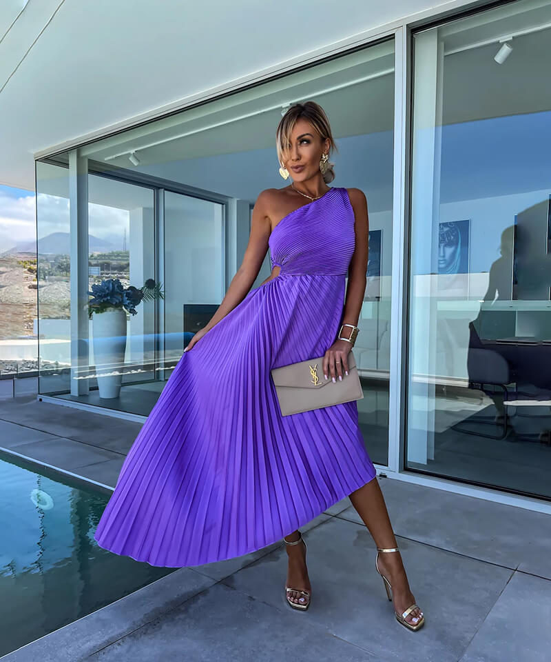 Marjorie | Elegant One Shoulder Midi Dress