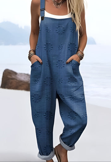 Rikke | Indigo-Embossed Overalls