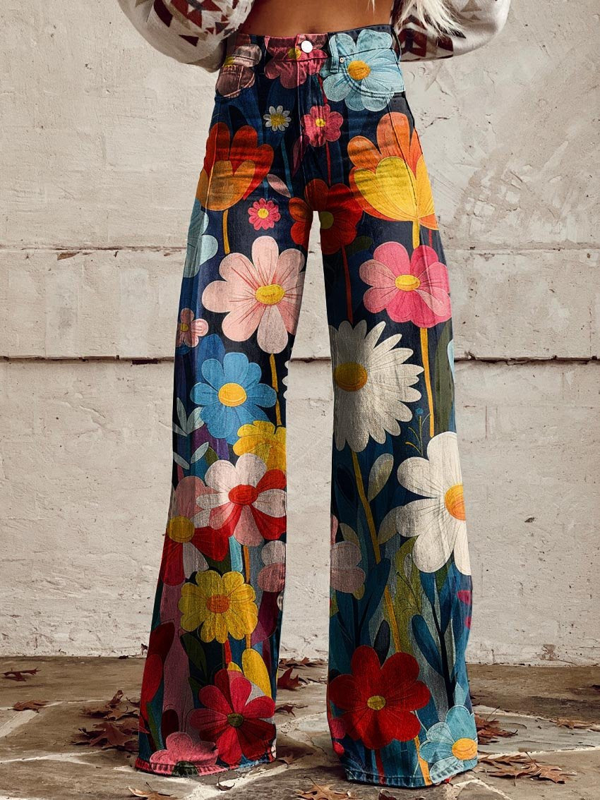 Annika | Flower Power Retro Flare Pants
